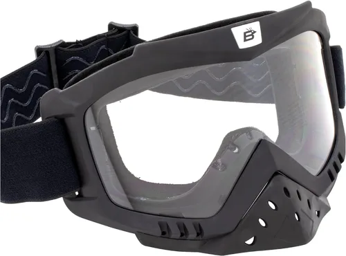 Vista 5 de Birdz Gafas Toucan para motocicleta, ATV, UTV, motocross, esquí, gafas acolchadas con protector de nariz desmontable, marco negro Claro