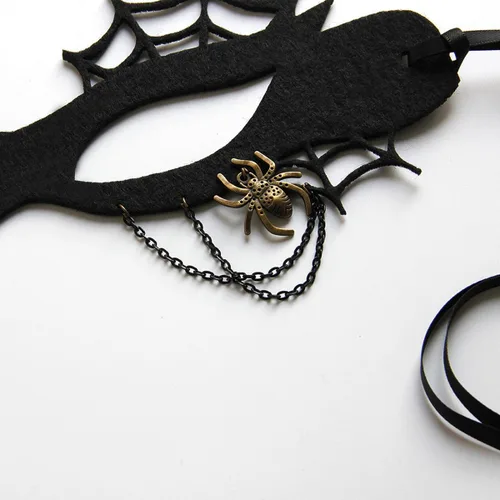 Vista 2 de Eseres Juego de 3 piezas de disfraz de mascarada, gargantilla gótica negra, collar de encaje, accesorios para fiesta