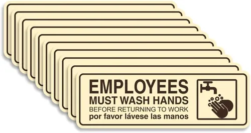 Vista 47 de Standard Employees Must Wash Hands - Letrero para puerta/pared, color negro, pequeño