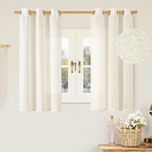 Vista 109 de LAMIT Cortinas de lino marrón caramelo para sala de estar, 84 pulgadas, de lino sintético, texturizado, filtrante de luz, paneles de privacidad