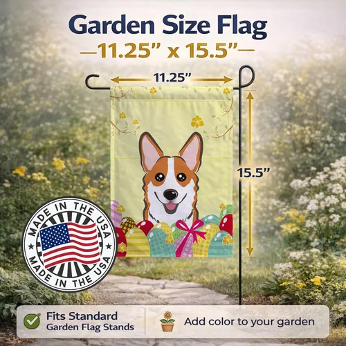 Vista 530 de Caroline's Treasures BB1923GF Bandera decorativa para jardín con diseño de Border Collie, para caza de huevos de Pascua, para jardín, jardín, patio