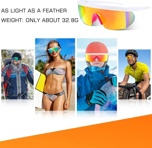 Vista 5 de 3 pares de lentes de sol deportivos de verano, protección UV, polarizados, resistentes al viento, ciclismo, béisbol, para hombres y mujeres, pesca