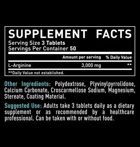 Vista 2 de Zeal Naturals Suplemento de L-Arginina – 3000 mg, 150 tabletas Refuerzo de óxido nítrico Suplemento de arginina L para hombres y mujeres Apoya