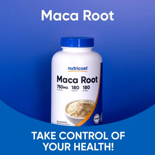 Vista 5 de Nutricost Cápsulas de raíz de maca (Lepidium meyenii) 750 mg, 180 cápsulas, 180 porciones Lepidium meyenii