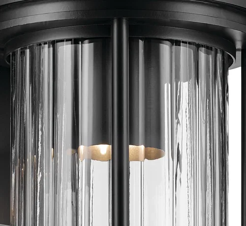 Vista 5 de Kichler Barras 59022BKDS - Aplique de pared aprobado por DarkSky para exteriores de 11.5 pulgadas con cristal acanalado transparente en negro