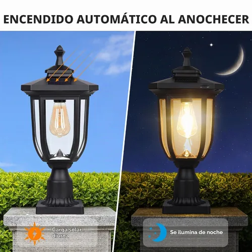 Vista 5 de ST4322Q1 - Luz solar para poste al aire libre, lámpara solar de anochecer a amanecer, luz de poste de aluminio impermeable con montaje en muelle