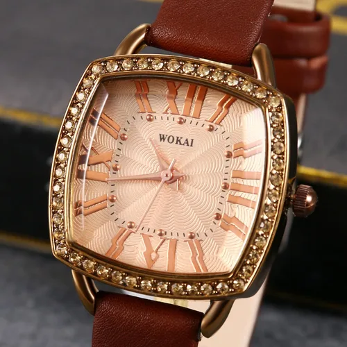 Vista 3 de Lancardo - Reloj de pulsera para mujer, diseño retro con bisel de cristal y tono dorado