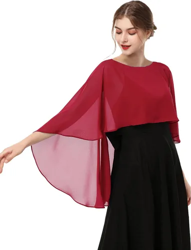 Vista 4 de Hotshawl Capelets para mujer, chales de gasa y envolturas para vestido de noche, capas de boda