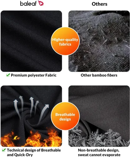 Vista 3 de BALEAF Ropa interior térmica para hombre, sin costuras, cálida, atlética, de secado rápido, capa base para clima frío