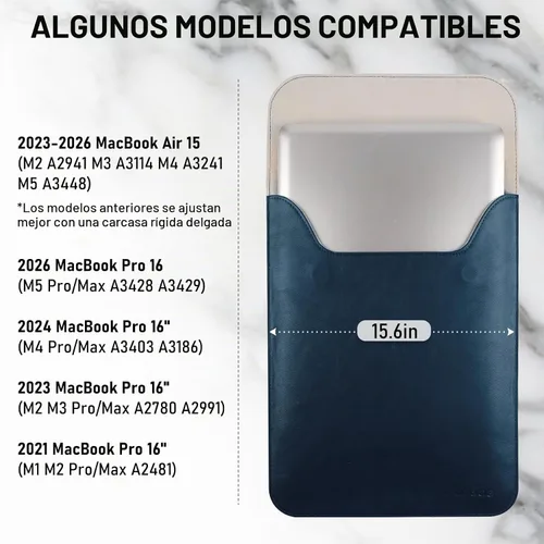 Vista 2 de Allinside Funda para laptop de 15-16 pulgadas para MacBook Pro 16/Pro 15 Azul