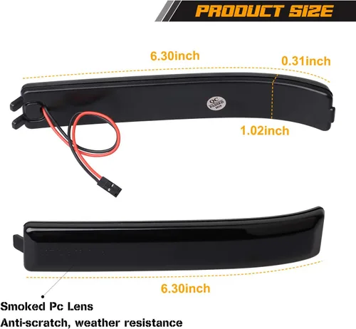 Vista 5 de Luces LED secuenciales para espejo lateral con lente ahumada Compatible con Ford F150 2009 a 2014