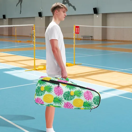 Vista 8 de Tennis Racquet Ball Bag Breathable Summer Pineapple Palm Leaf Blue Multiple Tennis Badminton Racket Bag for Tennis, Badminton, Pickleball raquetas