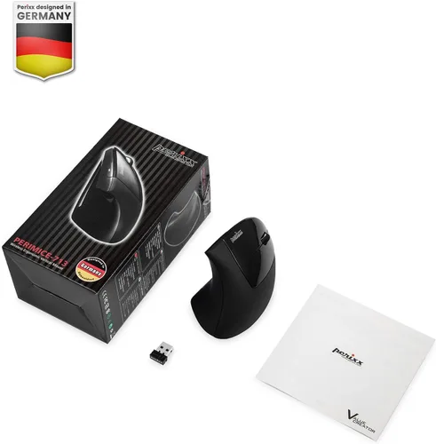 Vista 7 de Perixx PERIMICE-713 - Ratón vertical inalámbrico, diseño de 6 botones, 3 niveles DPI, color negro, diseño para diestros
