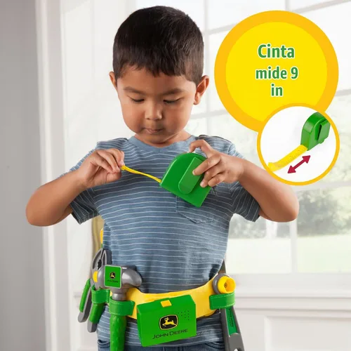 Vista 2 de John Deere Deluxe - Cinturón de herramientas parlante de lujo - Juego de 7 piezas de herramientas para niños - Juguetes de construcción interactivos