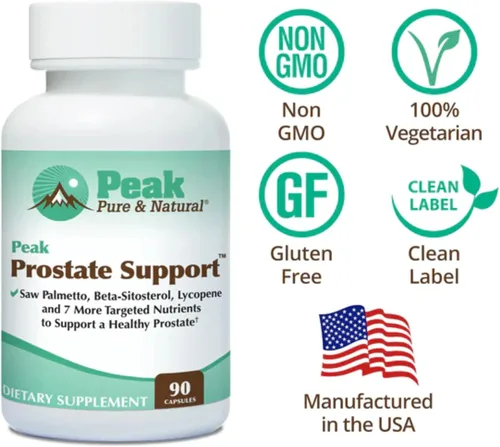 Vista 2 de Peak Prostate Support, suplementos naturales de próstata para hombres, 30 porciones