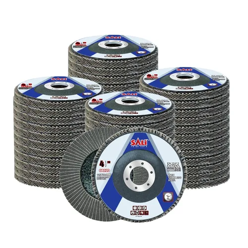 Vista 10 de Sali Paquete de 10 Discos de Aleta Grano 40 de 4.5" x 7/8" Disco de Lijado Tipo Bisel #29 Grado Premium e Industrial Rueda de Amoladora Angular