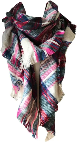 Vista 92 de Wander Agio - Bufanda envolvente con diseño a cuadros o triangular para mujer, cálida y larga, de punto, sensación de cachemira, chal