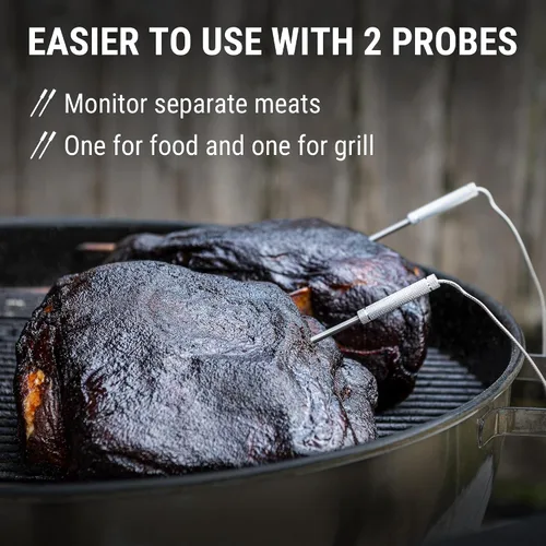 Vista 4 de ThermoPro Termómetro Digital Inalámbrico para Carne de 650 pies para Asar y Ahumar, 2 Sondas Termómetro Bluetooth para Carne para Cocinar Pavo