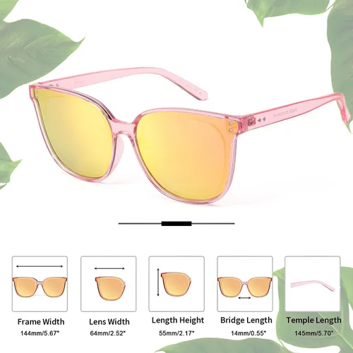 Vista 4 de LVIOE Lentes de sol polarizados de gran tamaño para mujer, a la moda, con protección UV, sombra LS1627