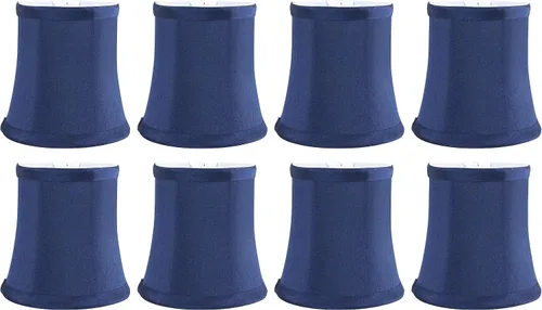 Vista 27 de Pantalla de lámpara de araña de seda sintética azul individual – forma de campana suave, ajuste de clip para bombillas de candelabro, 3.5 x 4.5 x