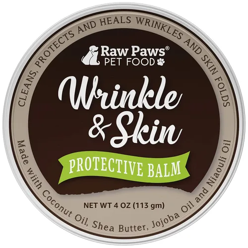 Vista 2 de Raw Paws Bálsamo antiarrugas y piel – Tamaño extra – (4 onzas) – Bálsamo antiarrugas seguro para las lamidas para perros, pasta para bulldogs