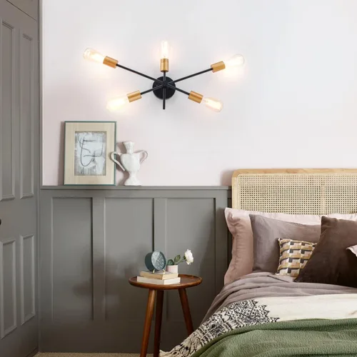 Vista 8 de Lámpara de pared moderna, luces de pared para sala de estar, luz de baño, luz industrial de tocador de baño, lámpara de montaje empotrado Sputnik