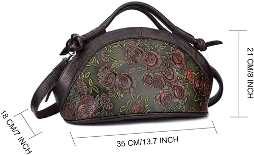 Vista 2 de Bolso de mano de cuero genuino bolso bolso de mano vintage superior asa bolso de trabajo bolso, forro polar verde con licencia oficial de star wars