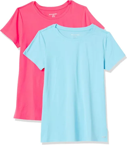 Vista 82 de Amazon Essentials Camiseta de manga corta con cuello redondo para mujer, de secado rápido, para entrenamiento, gimnasio, paquete múltiple