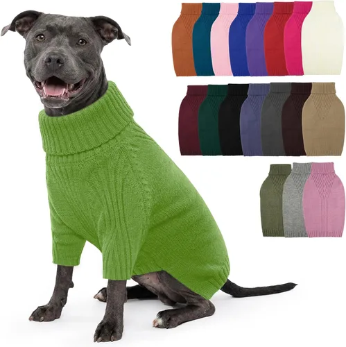 Vista 66 de IECOii Suéter de perro salchicha de cuello alto para perros pequeños, medianos y hembras, elástico y transpirable, abrigo de punto cálido, para Negro