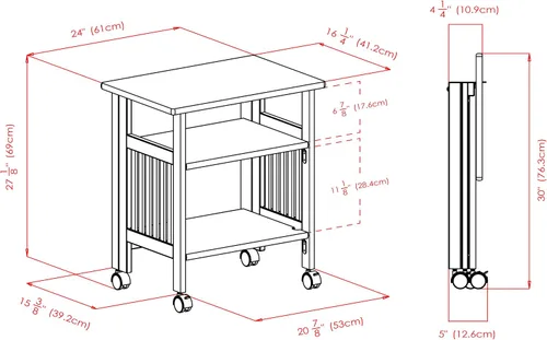 Vista 15 de Winsome Mission 81628 - Soporte de madera para impresora móvil (2 estantes, color marrón)
