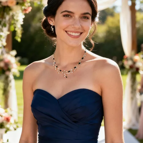Vista 3 de Cubic Zirconia Drop Leaf Vine Wedding Prom Jewelry Set for Bride Bridesmaid