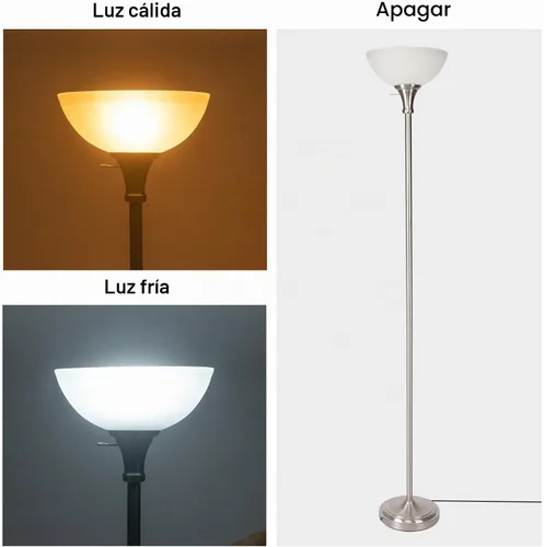 Vista 4 de HonoDing Lámpara de pie con pantalla de vidrio esmerilado en blanco mate - para decoración de habitación - Decoración para dormitorio - Lámpara