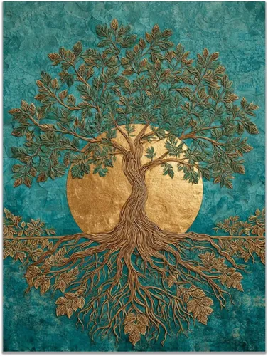 Vista 28 de VOCBAN Naturaleza árbol de la vida imágenes abstractas lienzo pintura grande moderno lienzo arte de pared árboles coloridos sala de estar decoración