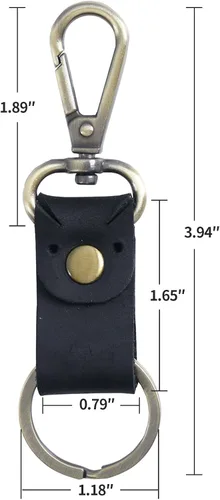 Vista 2 de Jack&Chris Llavero de cuero genuino, llavero pequeño para hombre y mujer, llavero para cinturón para hombre, JC307