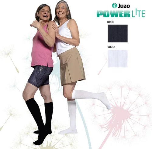 Vista 4 de Juzo Power Lite, 2620, hasta la rodilla, calcetines de compresión de 15-20 mmHg para estilos de vida activos, hombres y mujeres, XL, color blanco