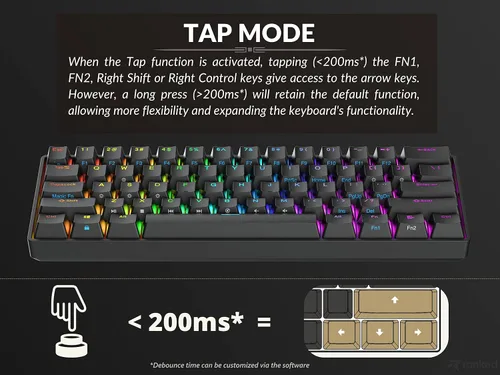 Vista 4 de Ranked S60 Supernova 60% Factor de Forma Teclado Mecánico de Gaming con Intercambio en Caliente 61 Teclas Retroiluminado LED RGB Multicolor