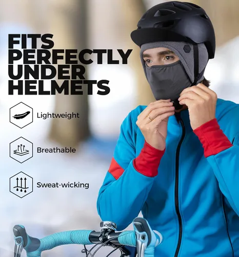 Vista 11 de Tough Headwear Skull Cap with Mask Men, Winter Running Gear, Motorcycle Winter Gear, Helmet Liners, Ski Hat, Thermal Beanie