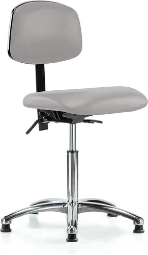Vista 10 de Perch - Silla de laboratorio con ruedas cromadas con soporte de respaldo ajustable, altura del escritorio de 17 a 22 pulgadas, tela negra