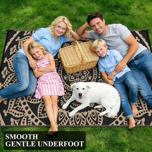 Vista 8 de Bsmathom Alfombra impermeable para exteriores de 5'x8' reversible de pajita de plástico estilo boho para patio, terraza, camping, alfombras para RV
