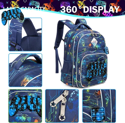 Vista 4 de Meetbelify Mochila para niñas de primaria preescolar para niños de la lonchera para la escuela
