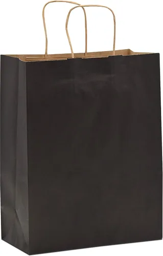Vista 8 de Prime Line Packaging Bolsas de papel negro, bolsas de regalo de papel kraft medianas con asas, pequeñas empresas, compras, boutiques, venta al por