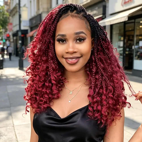 Vista 25 de Wodun Extensiones de Cabello de Ganchillo con Trenzas de Caja Goddess de 10 Pulgadas Pre-Enrolladas, Cabello de Ganchillo con Extremos Rizados Para
