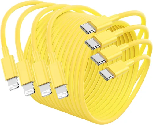Vista 17 de [Usado] Paquete de 4 cables USB C a Lightning de 6 pies, cable de carga rápida para Negro