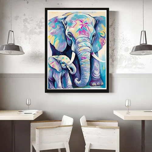 Vista 3 de VAIIEYO Pintura acrílica por números para adultos elefante animal, kit de pintura al óleo de bricolaje, lienzo, pintura de dibujo con pinceles