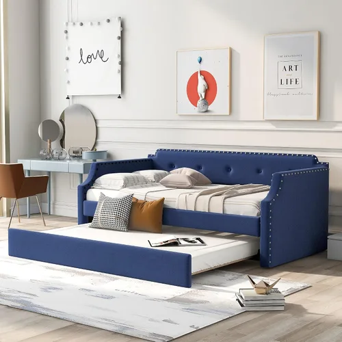 Vista 8 de Harper & Bright Designs Sofá cama doble con nido, sofá cama tapizada con nido, sofá cama nido tamaño individual para dormitorio, sala de estar,