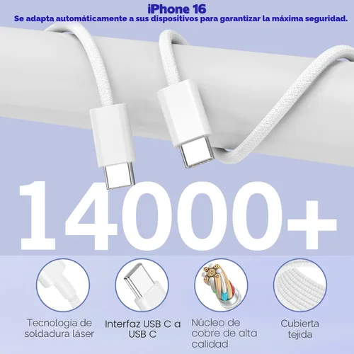 Vista 4 de Bloque de carga rápida para iPhone 17/16, paquete de 2 bloques de carga USB de 60 W, adaptador de carga de 5 puertos para Apple iPhone cargador