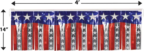 Vista 2 de FR Metallic Stars & Stripes Fringe Banner Party Accesorio (1 unidad) (1/paquete)
