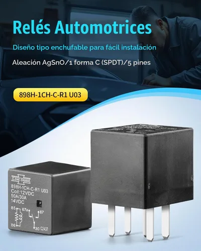 Vista 2 de 898H-1CH-C-R1 U03 12VDC 50A Mini 280 Relé automotriz con flujo SPDT apretado 5 pines