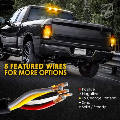 Vista 5 de Xprite - Juego de luces led estroboscópicas ocultas ámbar con 14 patrones de flash, luces estroboscópicas de parrilla para camiones, montaje