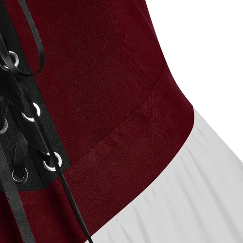 Vista 3 de Vestidos góticos para mujer 2023 Otoño Halloween Vintage Tirantes espagueti con manga murciélago volantes en vestido fluido